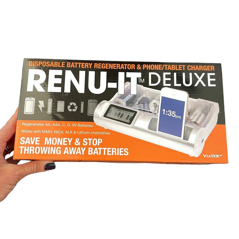 Renu-It Deluxe Disposable Battery Regenerator & Phone Charger Tablet Red NOS